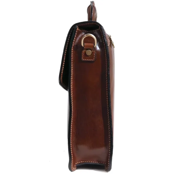 Custom Men’s Short Tote Bag Calfskin Leather Messenger Briefcase Bag With Phone Pencil Card Holder - Image 3
