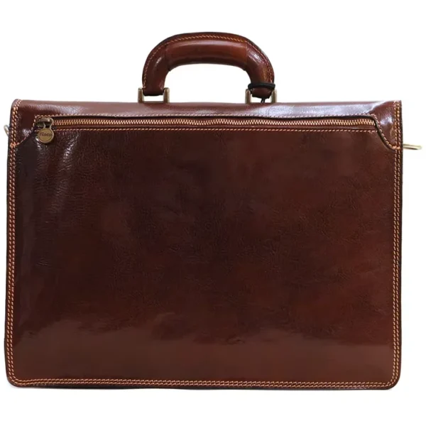 Custom Men’s Short Tote Bag Calfskin Leather Messenger Briefcase Bag With Phone Pencil Card Holder - Image 6