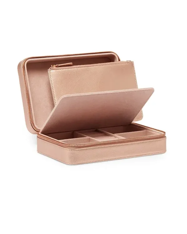 Medium Travel Jewelry Case – Structured Organizer with Removable Pouch​ - Image 4