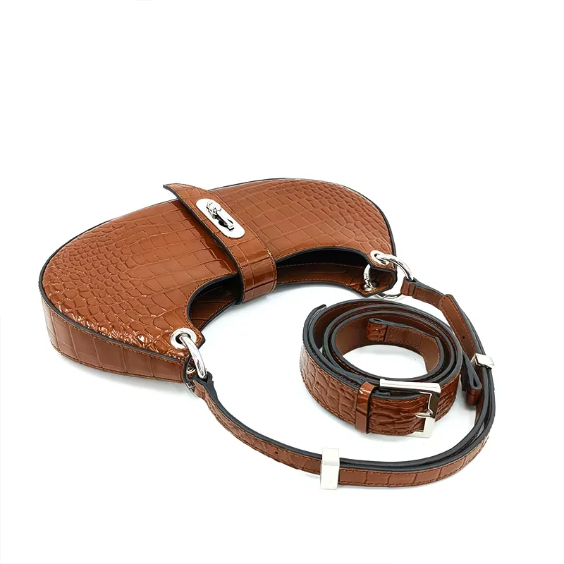 New Trendy alligator Leather Moon Shape Design Women Leather Bags Ladies Handbags - Image 5