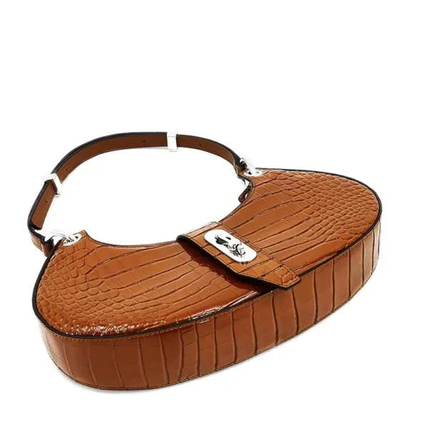New Trendy alligator Leather Moon Shape Design Women Leather Bags Ladies Handbags - Image 4